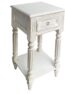 Spacious Mango Wood Side Table with Metal Ring Handle, Washed White