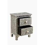 Arabesque Bone Inlay 2 Drawer Bedside Black 3