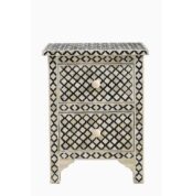 Arabesque Bone Inlay 2 Drawer Bedside Black 43x30x60 cms 1