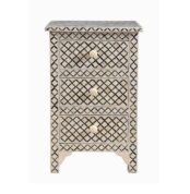 Bone Inlay 3 Drawer Bedside Cabinet