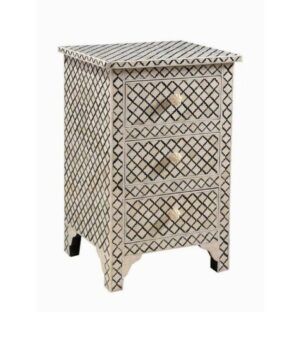 Bone Inlay 3 Drawer Bedside Cabinet 3