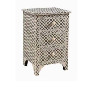 Bone Inlay 3 Drawer Bedside Cabinet 3