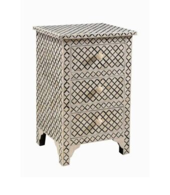 Bone Inlay 3 Drawer Bedside Cabinet 3