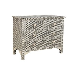 Arabesque Bone Inlay 4 Drawer Chest Black 2