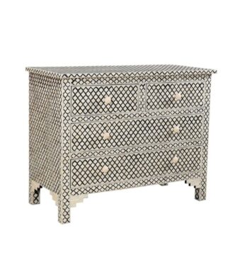 Arabesque Bone Inlay 4 Drawer Chest Black 2