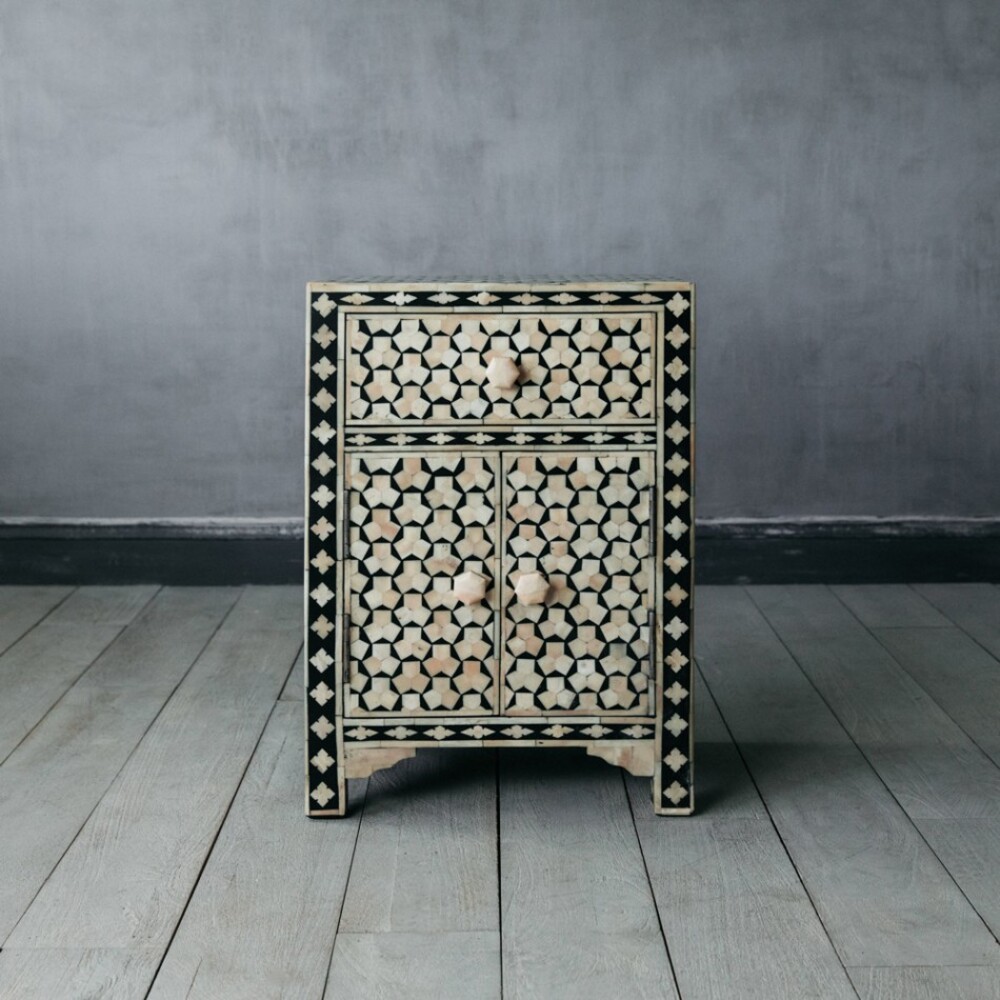 Beaumont Bone Inlay Bedside Table 2