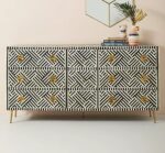 Handcrafted Bone Inlay Optical Design Dresser