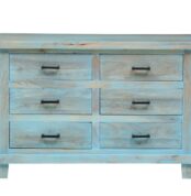 Boho Chest of Drawer in Blue Distressed Finish