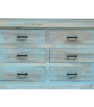 Boho Chest of Drawer in Blue Distressed Finish