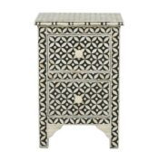bone inlay 2 drawer bedside table