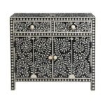 Bone Inlay Cabinet 2 Drawer Cabinet Handcrafted Furniture